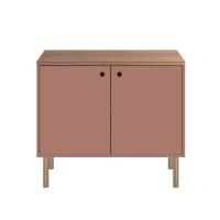 Manhattan Comfort 1LC2 Windsor 35.43 Modern Accent Cabinet with Solid Top board and Legs in Ceramic Pink and Nature